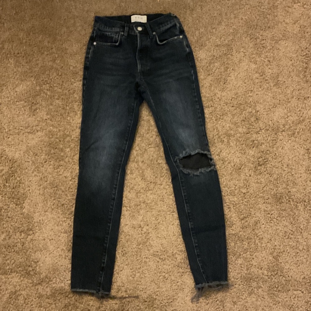 We The Free Dark Blue Skinny Jeans with Knee Rip